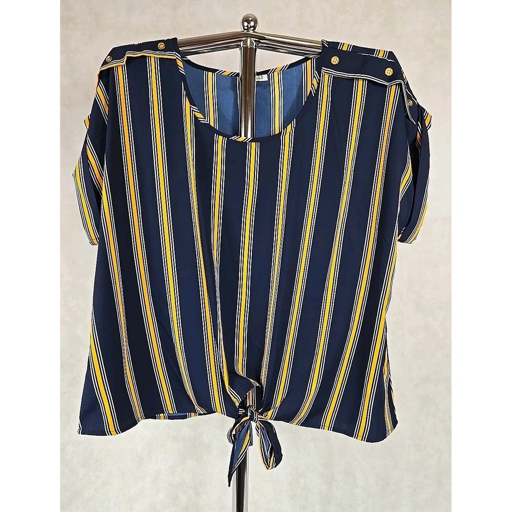 Mileage Shirt Womens Size‎ 3X Top Multicolor Stripped Short Sleeve Top NEW